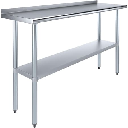 Amgood 18 in. x 60 in. Stainless Steel Work Table with 1.5 in. Backsplash WT-1860-BS-Z